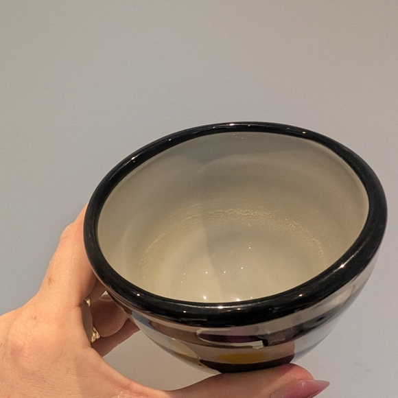 Striped Ceramic Bowl - Black, White, Yellow - Picture 9 of 10